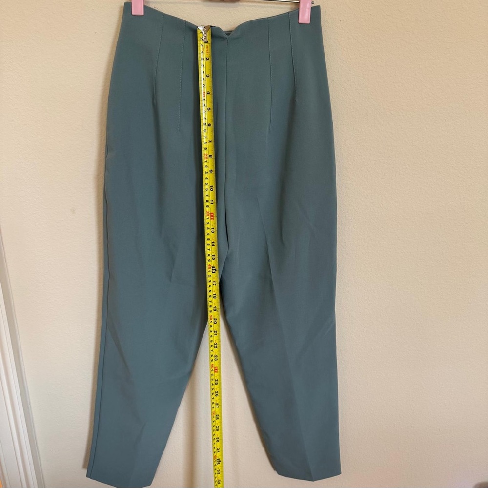 Zara Sage Green High Waist Trousers | Tailored Pants Workwear | Size S